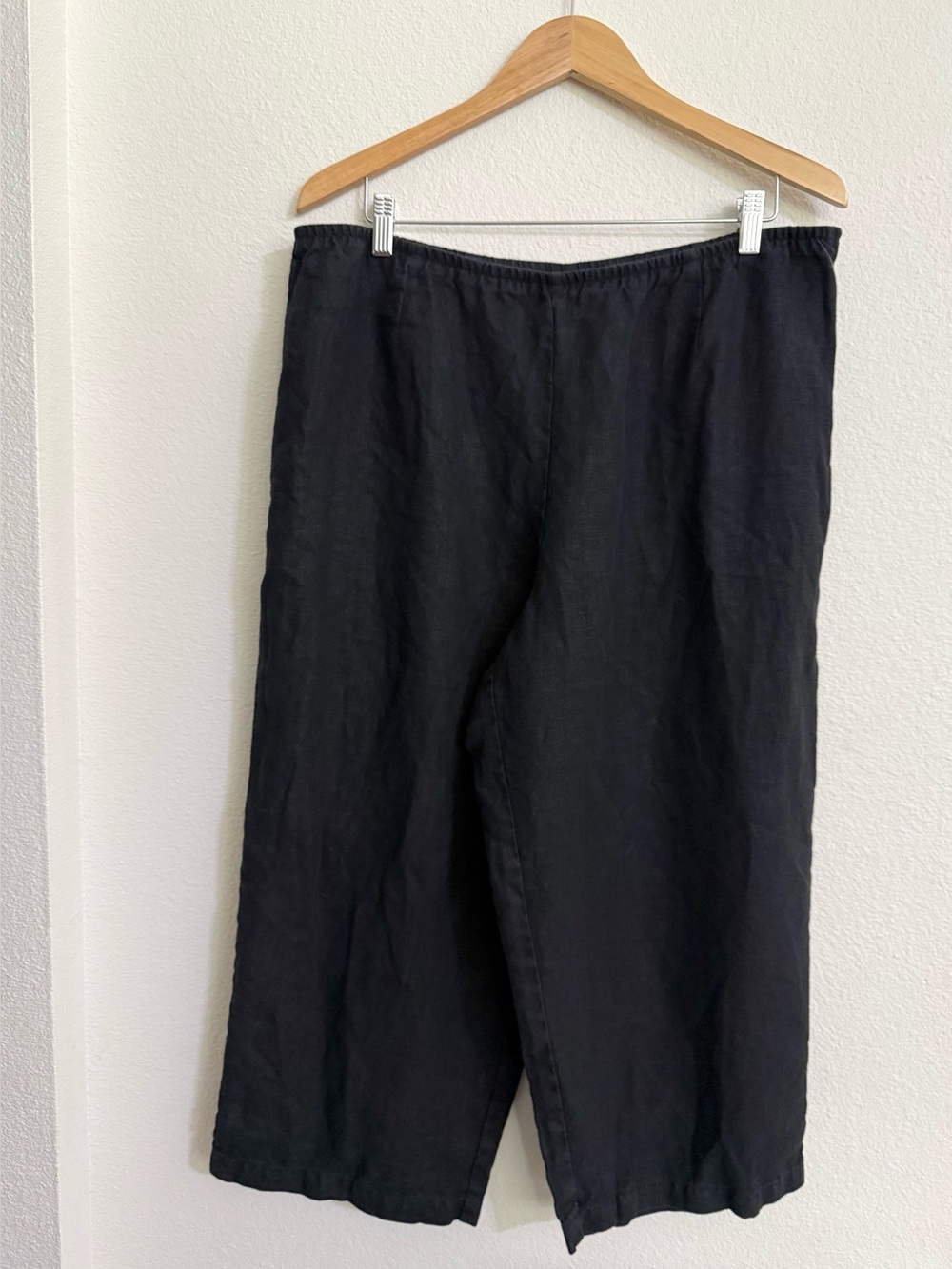 Eileen Fisher 100% Linen Wide Leg Crop Pant Side Zip Size 1X Gaucho